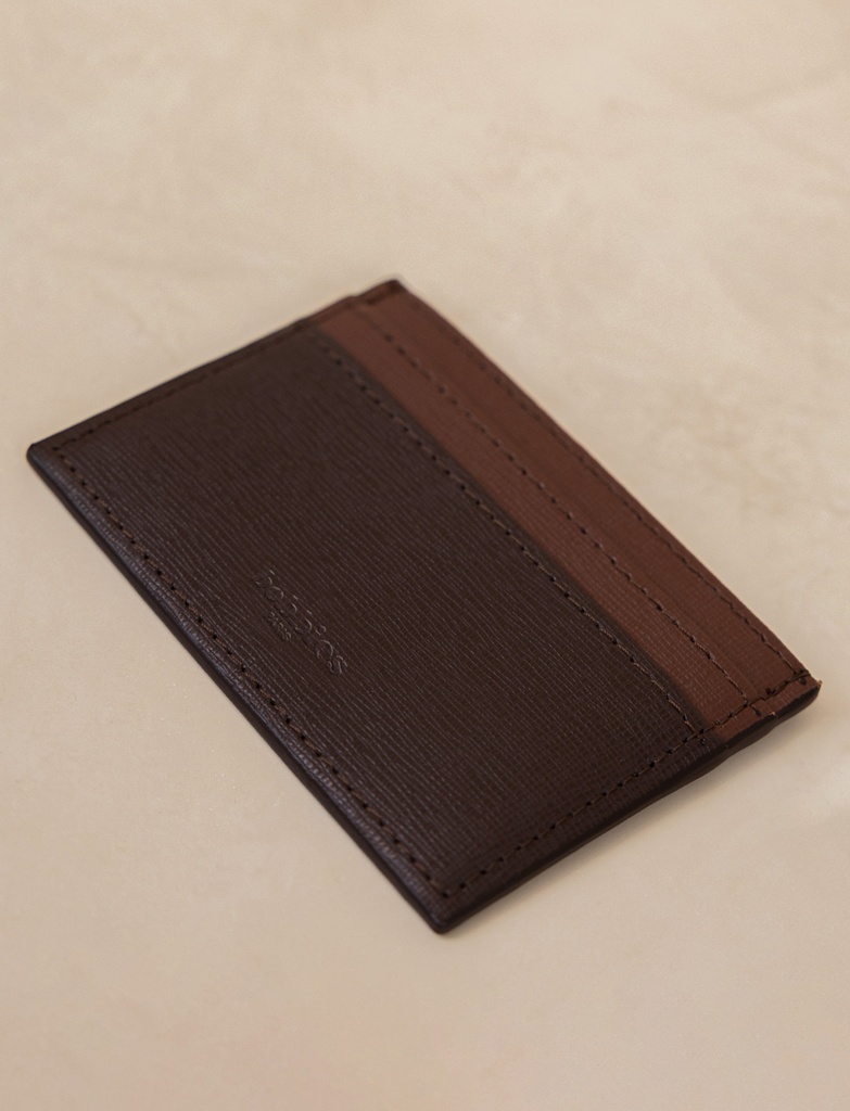 Brown saffiano leather card holder | Jasper Espresso | Bobbies