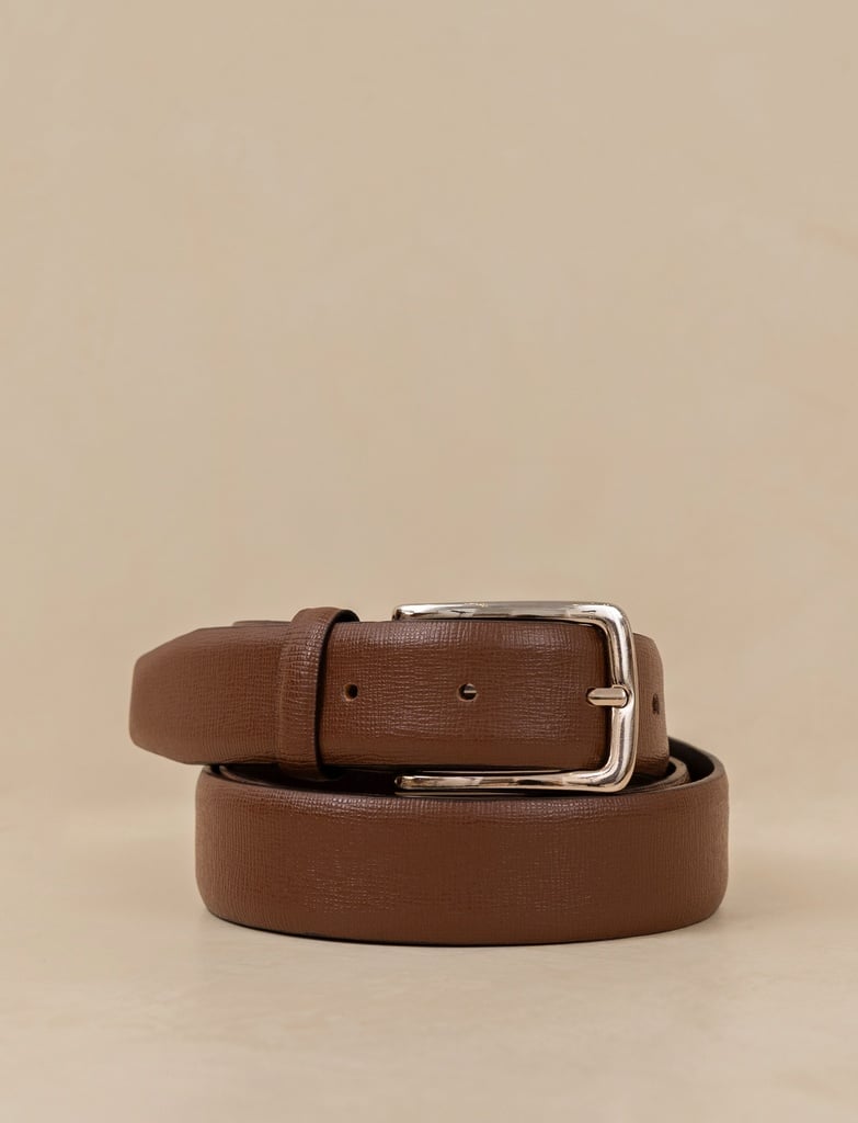 Men's brown saffiano leather belt | Wagram 0 | Bobbies