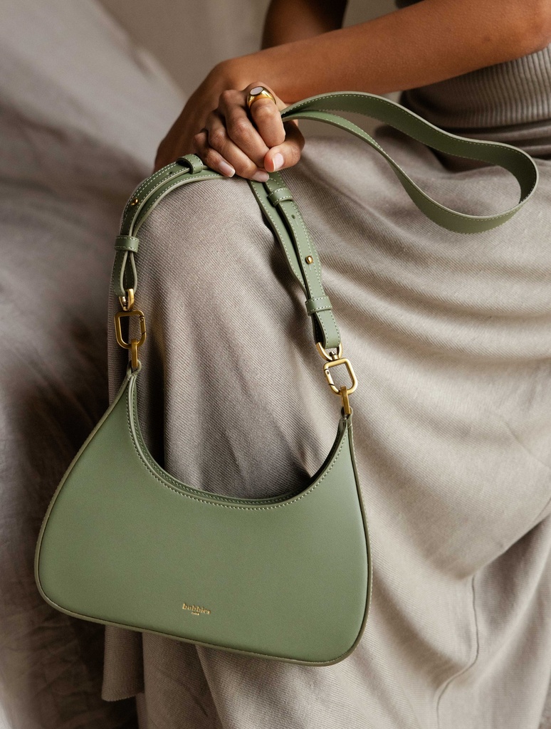 Women's blue leather crossbody bag | Aléria Provence Green | Bobbies