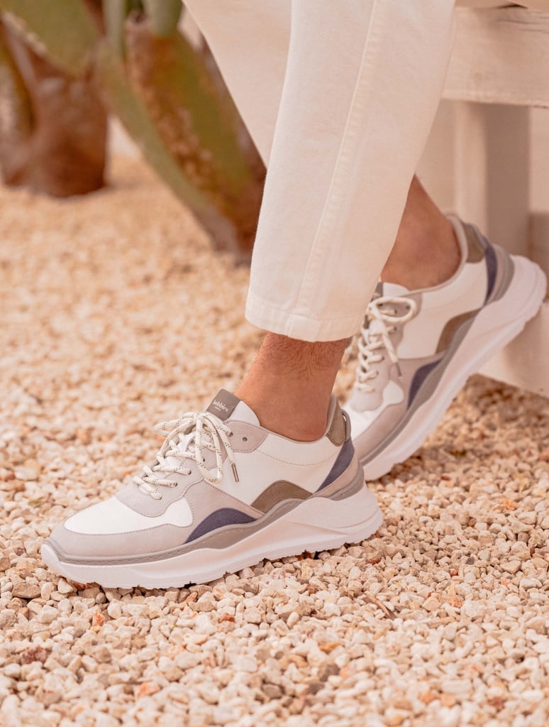 Sneakers : Carter - Blanc - Vert Gris - Bleu Denim