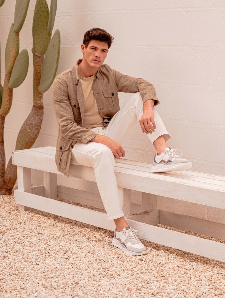 Sneakers : Carter - Blanc - Vert Gris - Bleu Denim