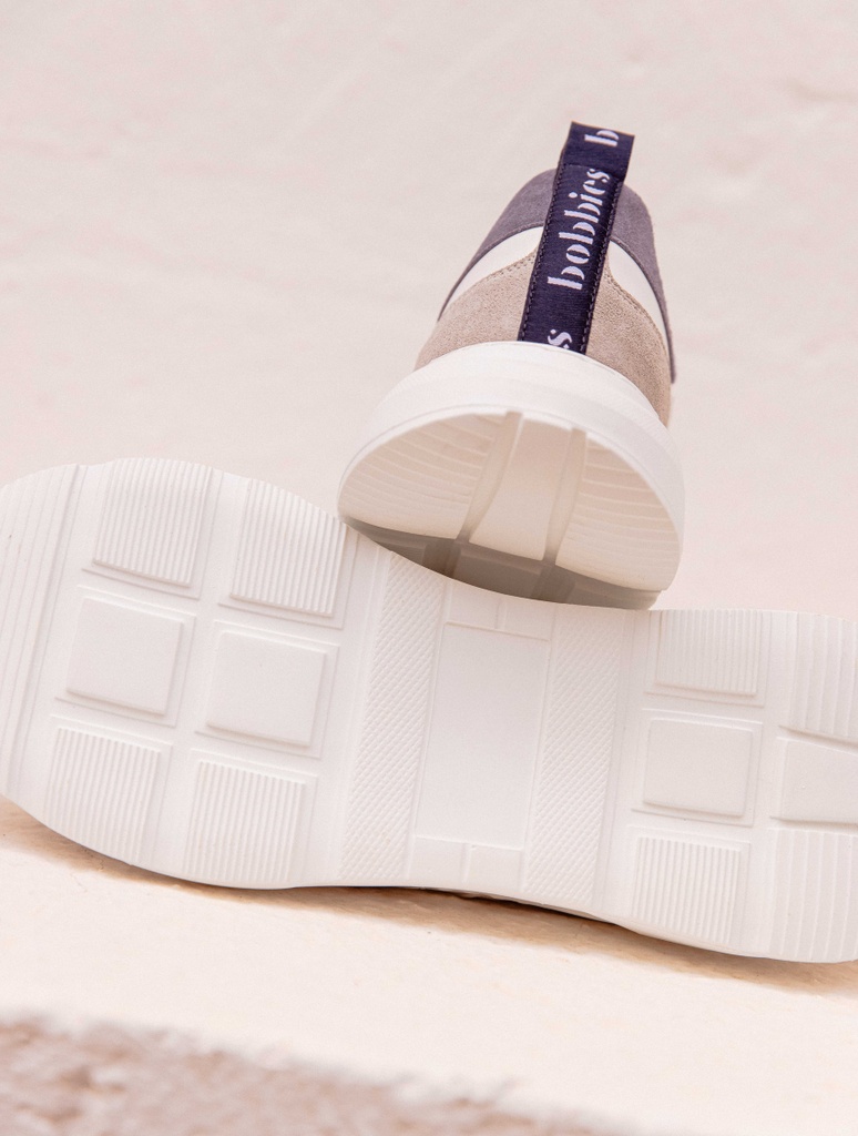 Baskets : Lennox - Blanc - Marine - Denim - Gris