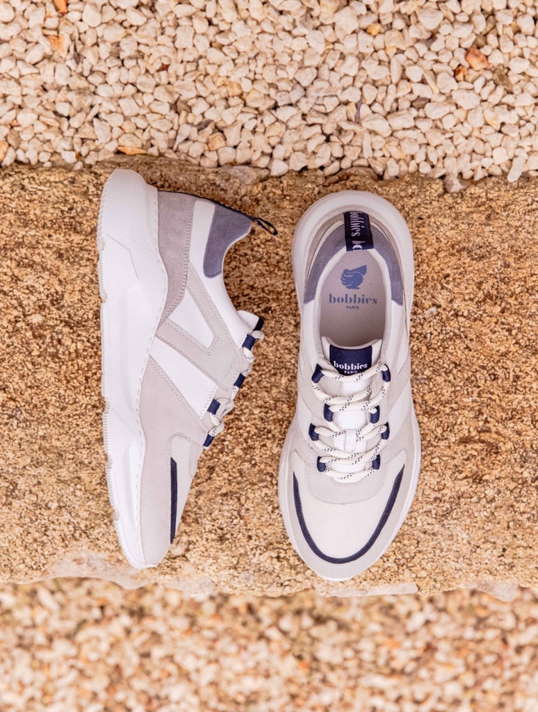 Baskets : Lennox - Blanc - Marine - Denim - Gris