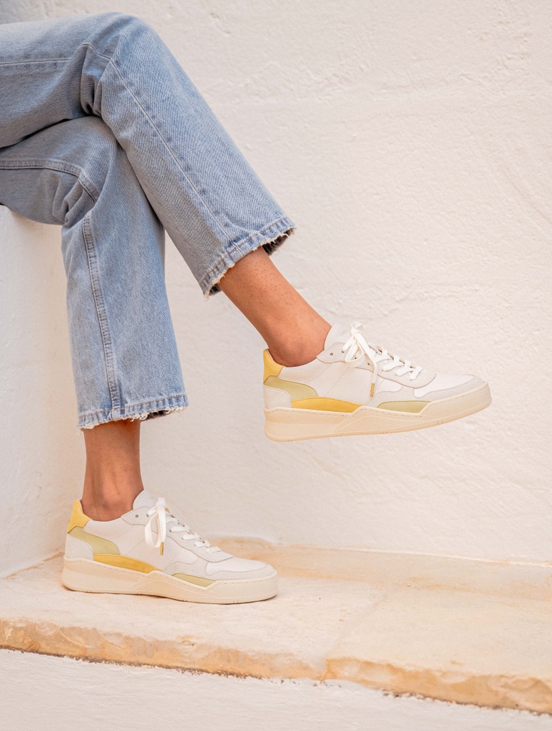 Sneakers : Beverly - Blanc Cassé & Citron Pistache