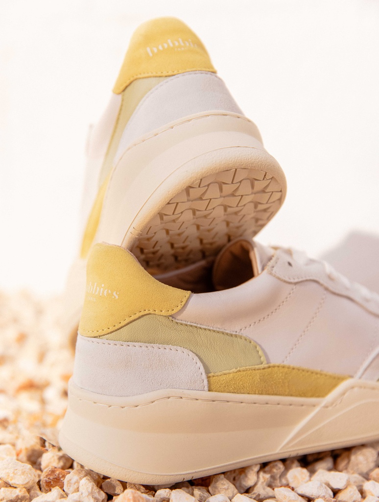Sneakers : Beverly - Blanc Cassé & Citron Pistache