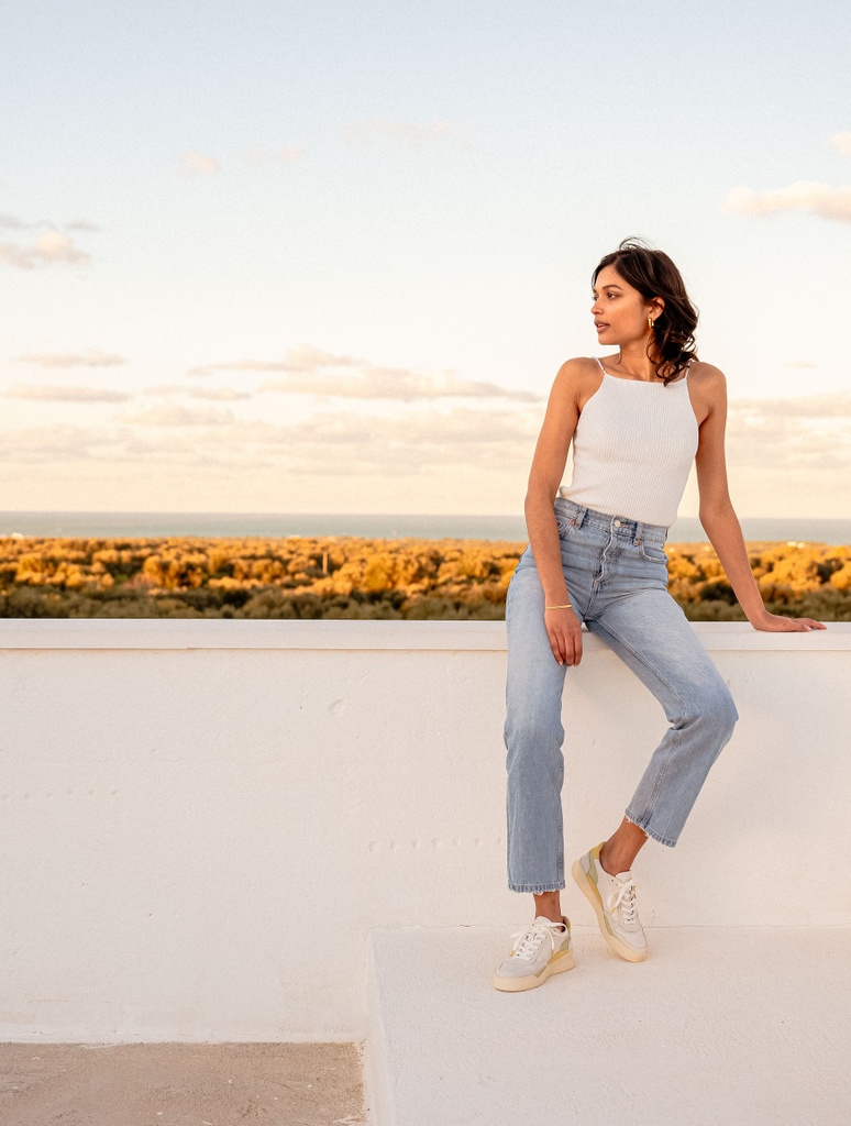 Sneakers : Beverly - Blanc Cassé & Citron Pistache