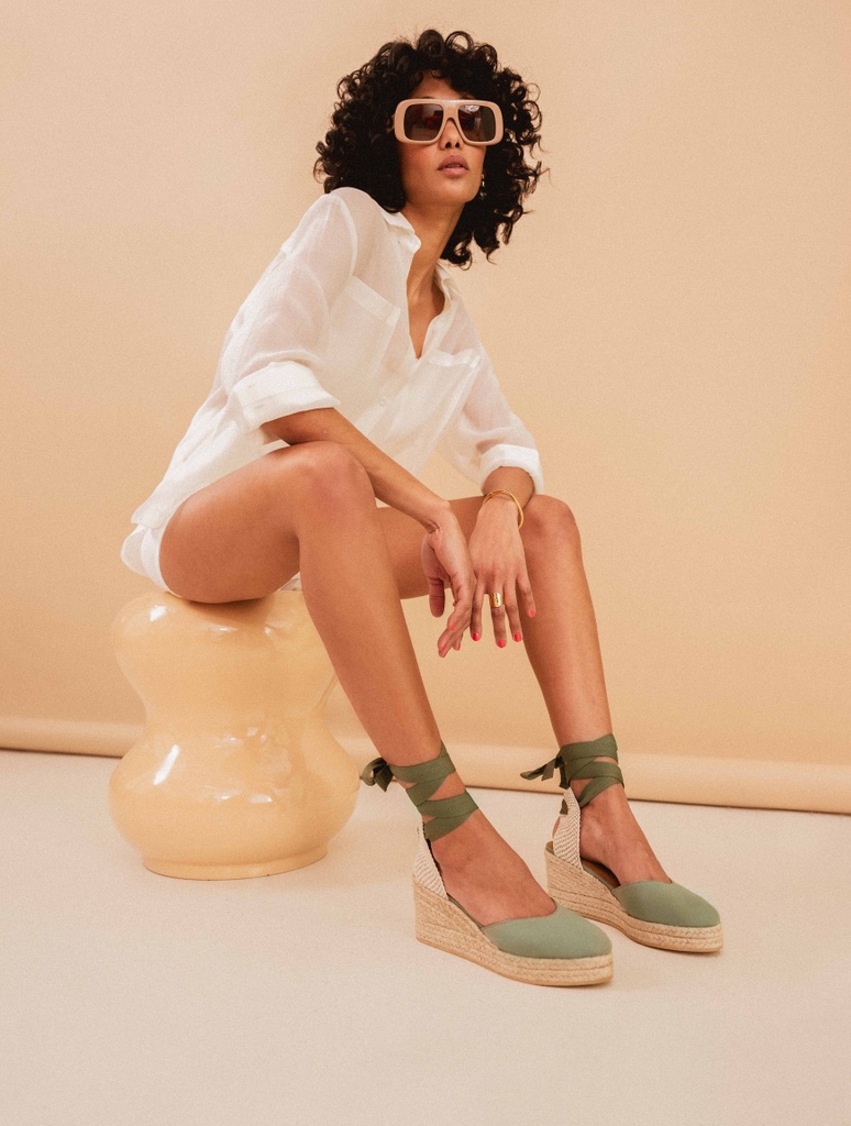 Espadrilles Compensées : Camila - Celadon
