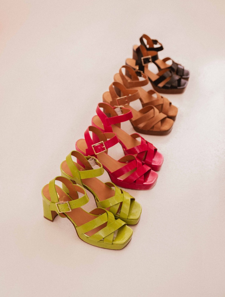 Heeled Sandals : Donna - Black Vinyl