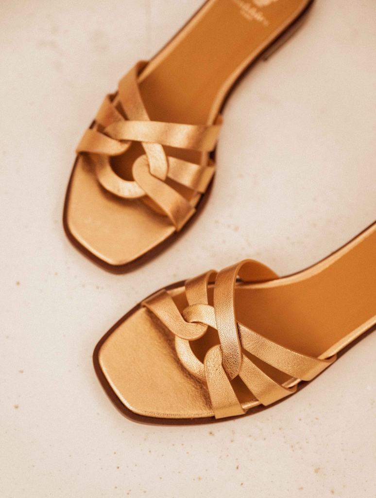 Sandalias Planas : Thaïs - Antique Gold
