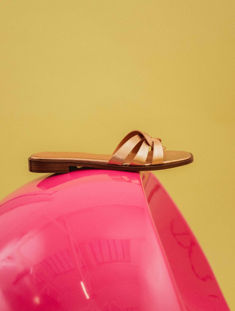 Sandalias Planas : Thaïs - Antique Gold