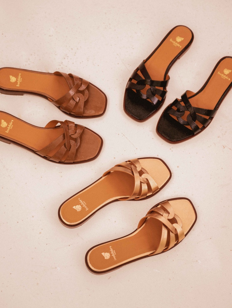 Sandalias Planas : Thaïs - Antique Gold