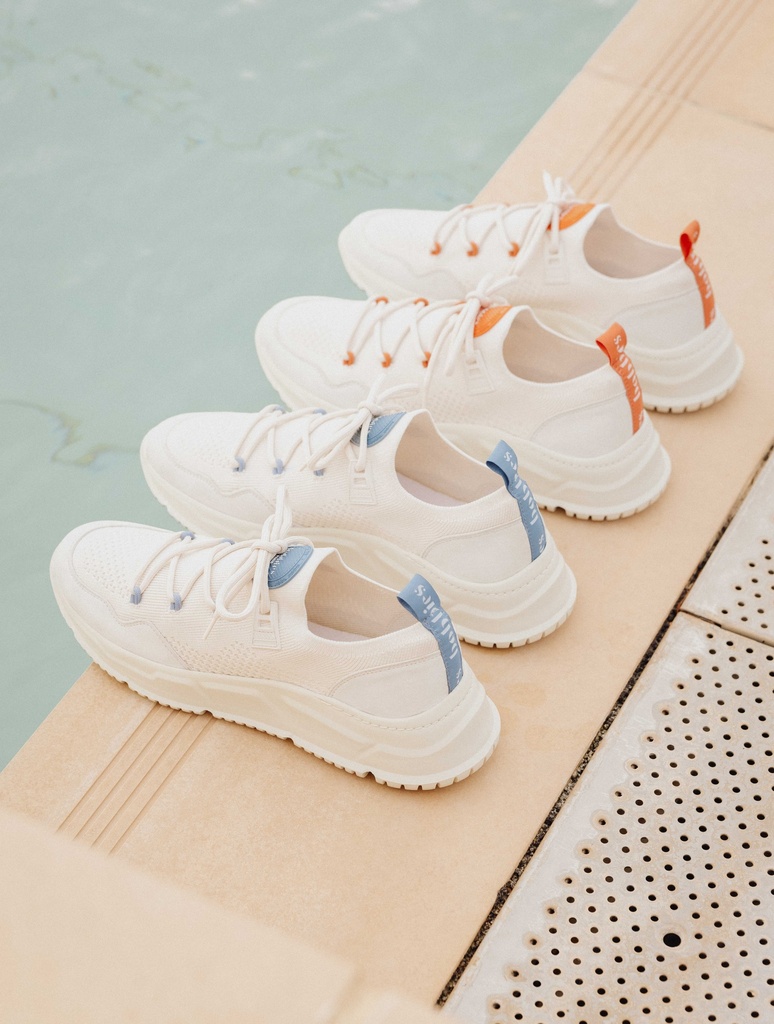 Sneakers : Hikaru - Ecru & Grey Blue