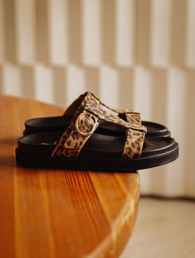 Flache Sandalen : Fajar - Leopard