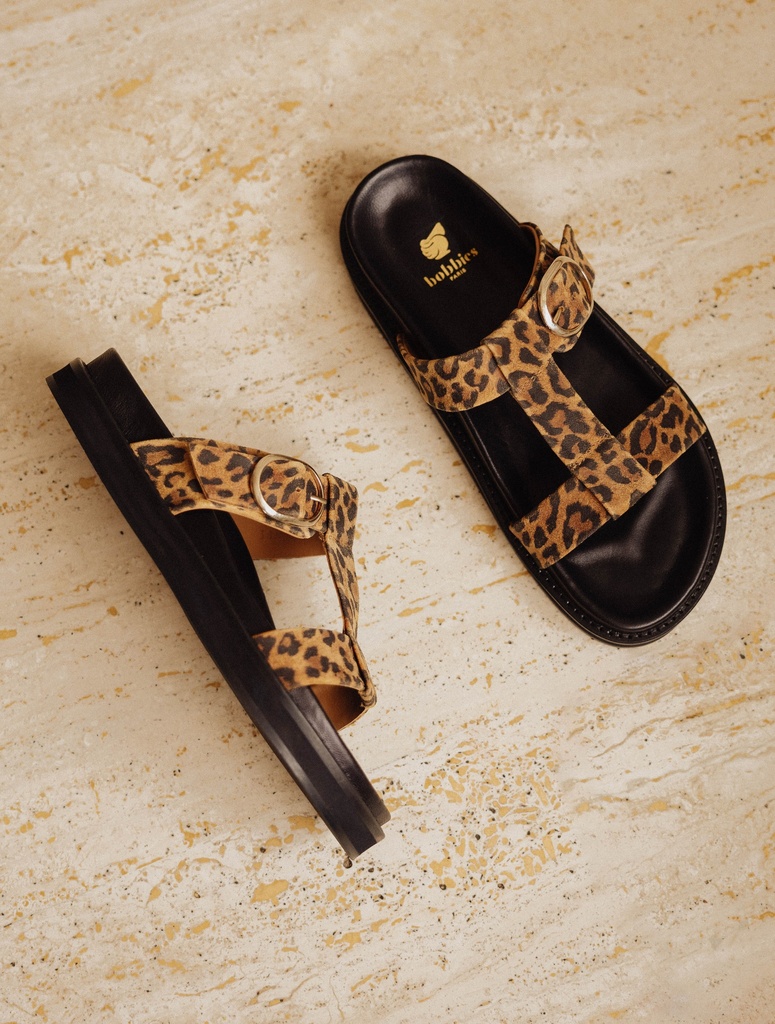 Flache Sandalen : Fajar - Leopard