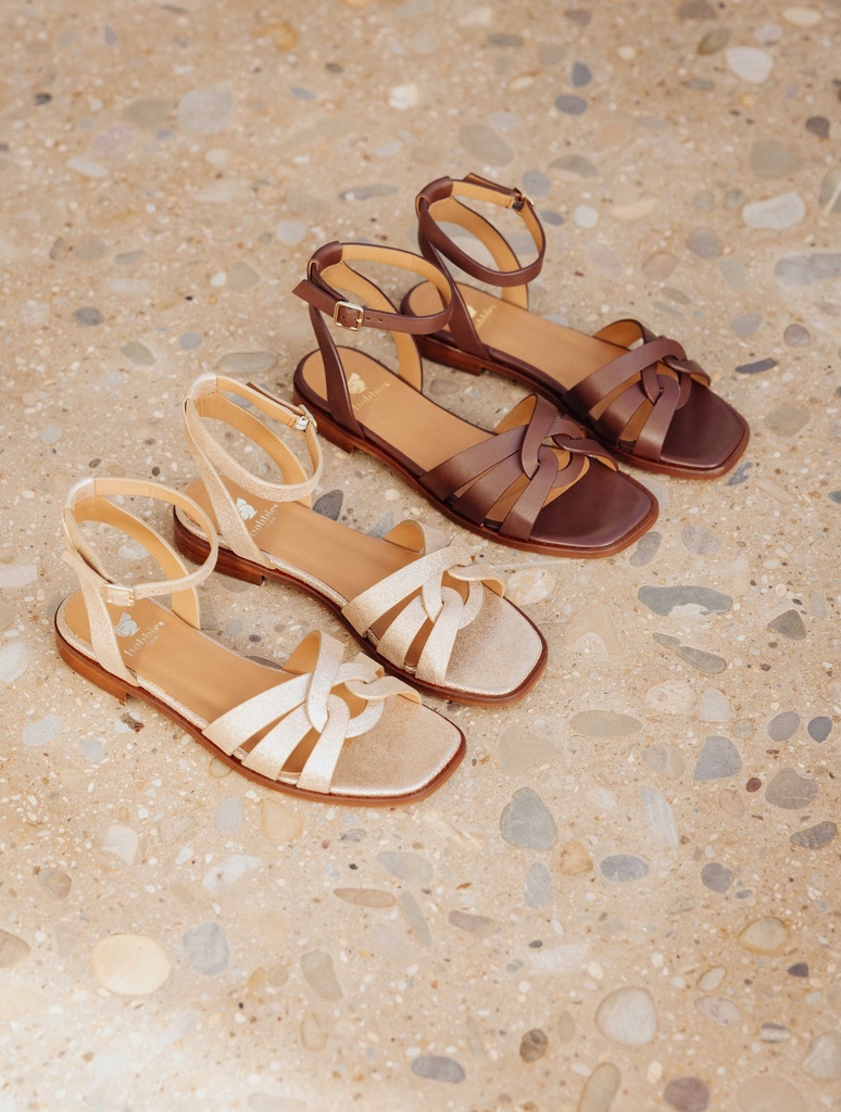 Flache Sandalen : Hanaé - Iridescent Champagne