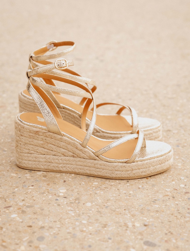 Espadrilles Compensées : Irene - Champagne Gold
