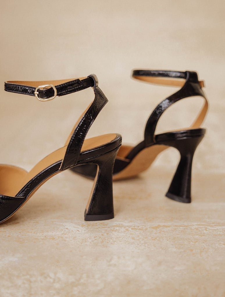 Heeled Sandals : Piper - Black Vinyl