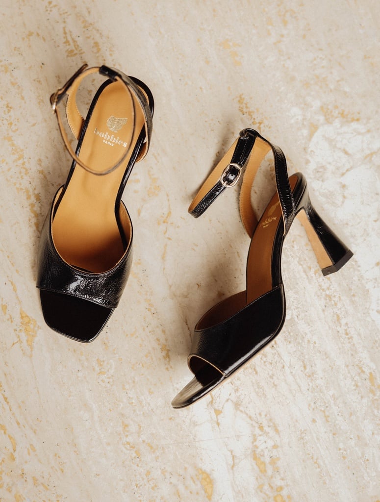Heeled Sandals : Piper - Black Vinyl
