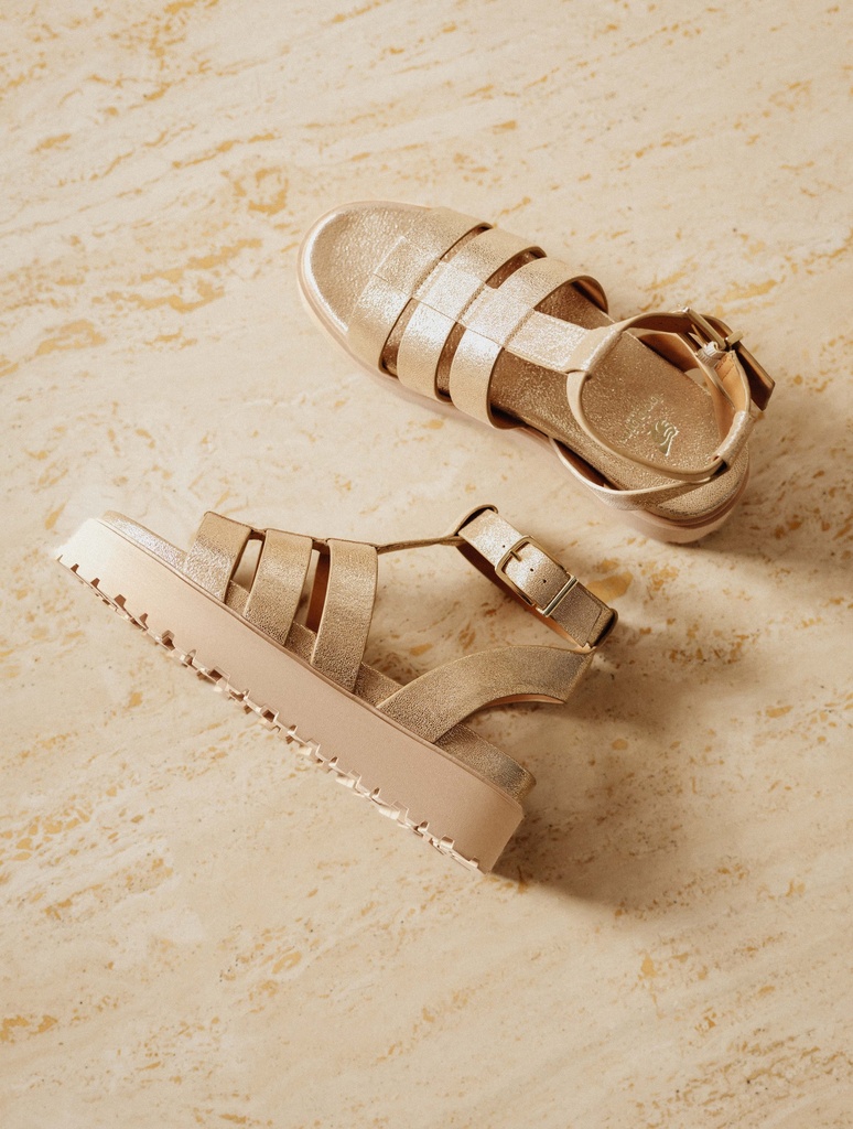 Flache Sandalen : Sam - Iridescent Champagne