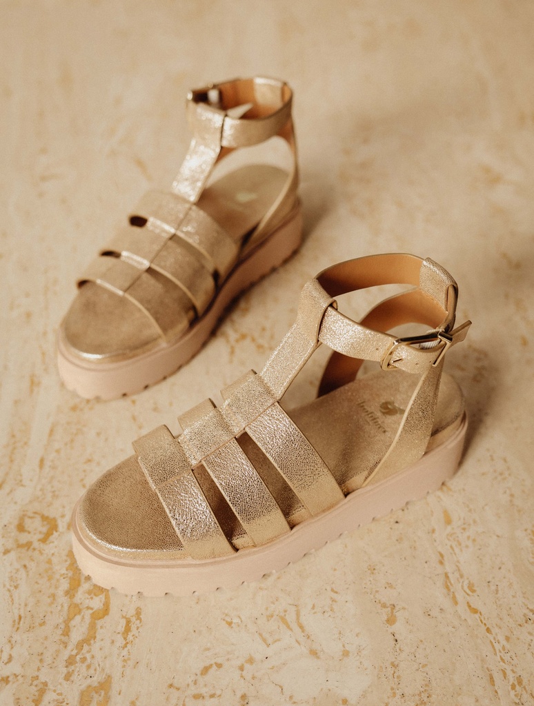 Flache Sandalen : Sam - Iridescent Champagne