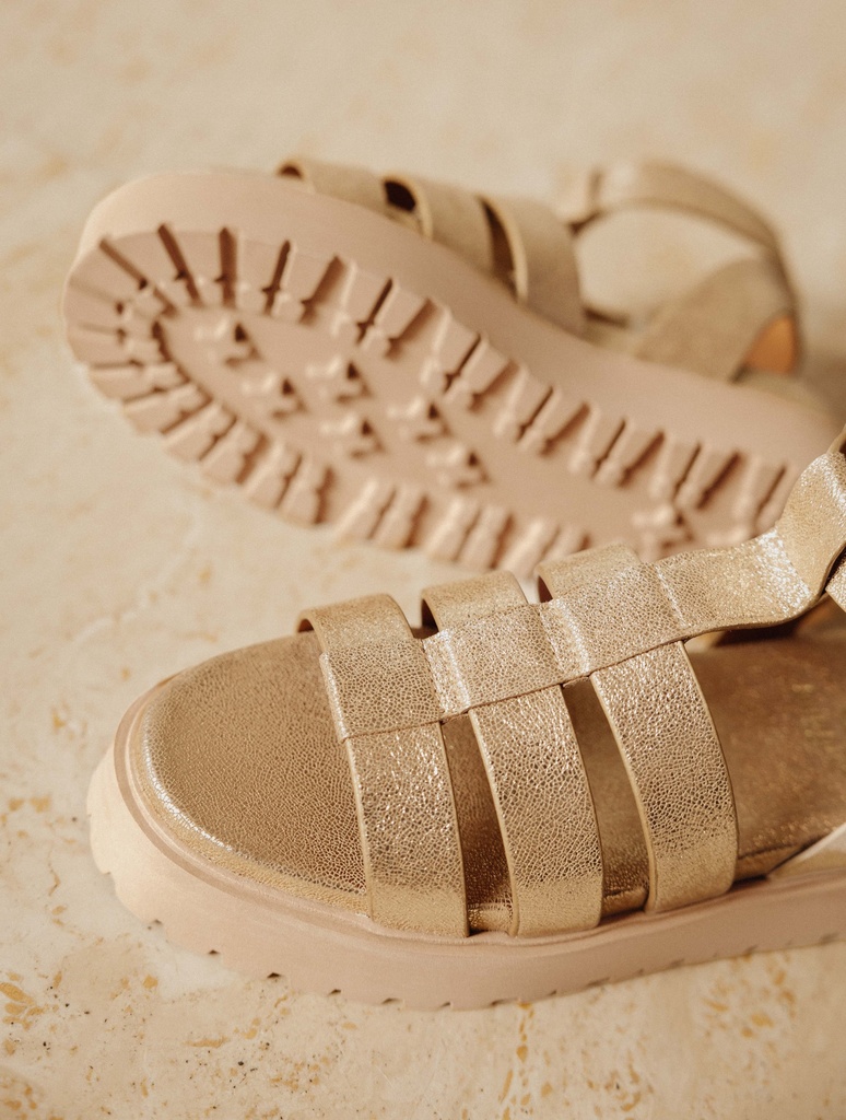 Flache Sandalen : Sam - Iridescent Champagne