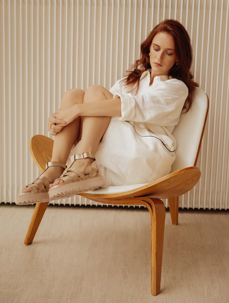 Flache Sandalen : Sam - Iridescent Champagne