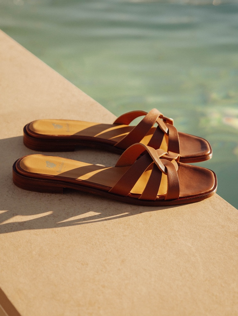 Flache Sandalen : Thaïs - Camel