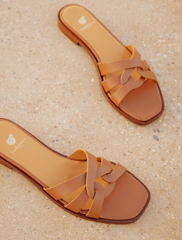 Flache Sandalen : Thaïs - Camel