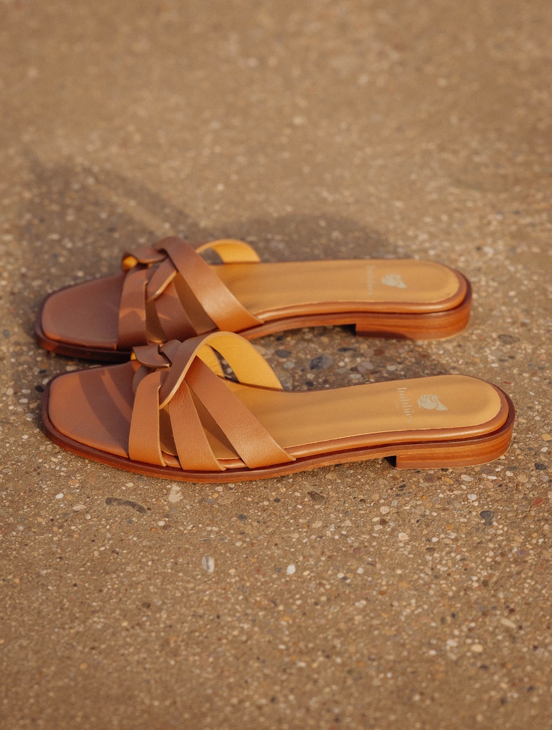 Flache Sandalen : Thaïs - Camel