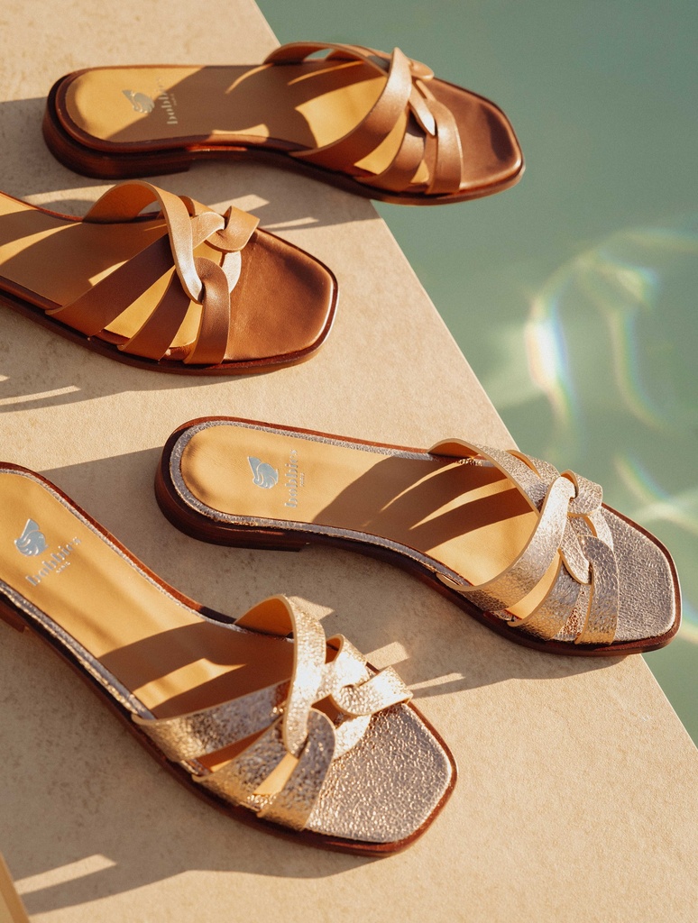 Flache Sandalen : Thaïs - Camel