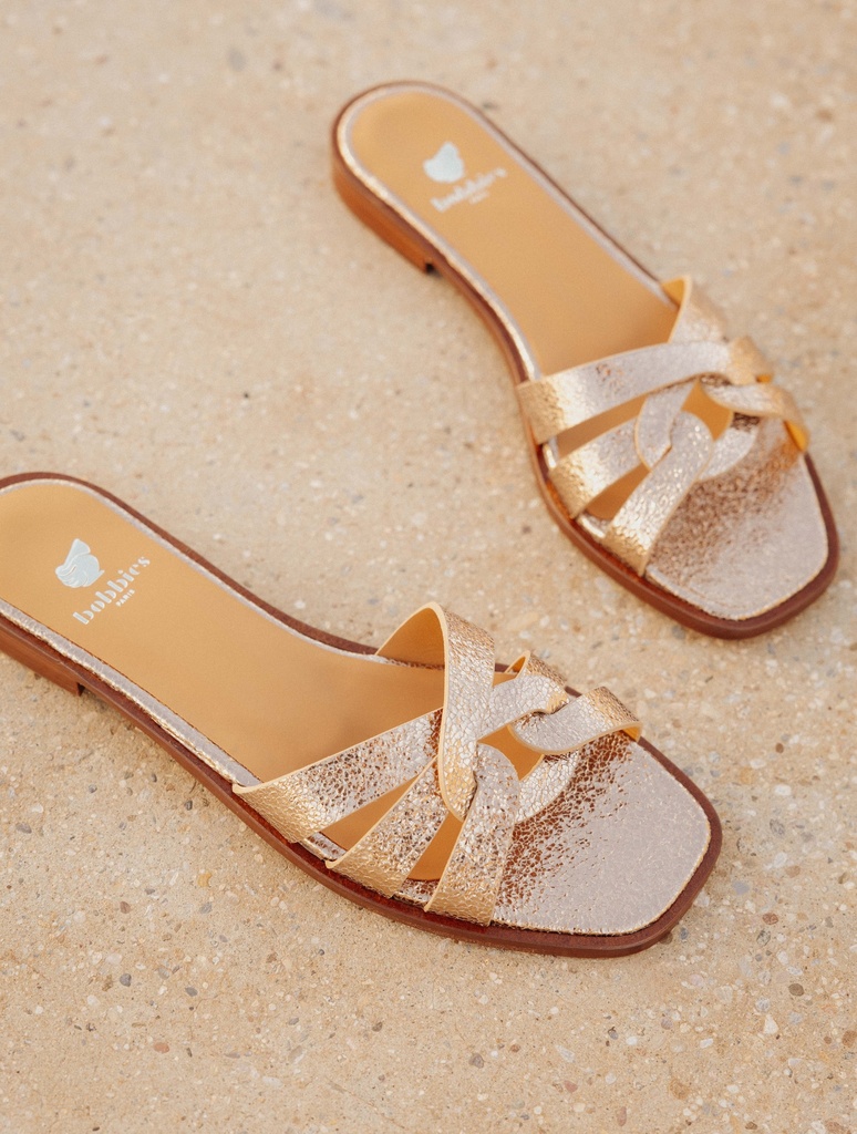 Flache Sandalen : Thaïs - Sepia Gold