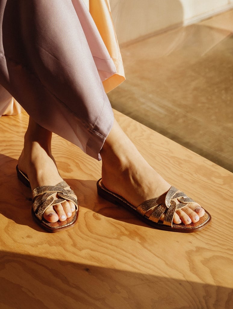 Sandales Plates : Thaïs - Sepia Gold