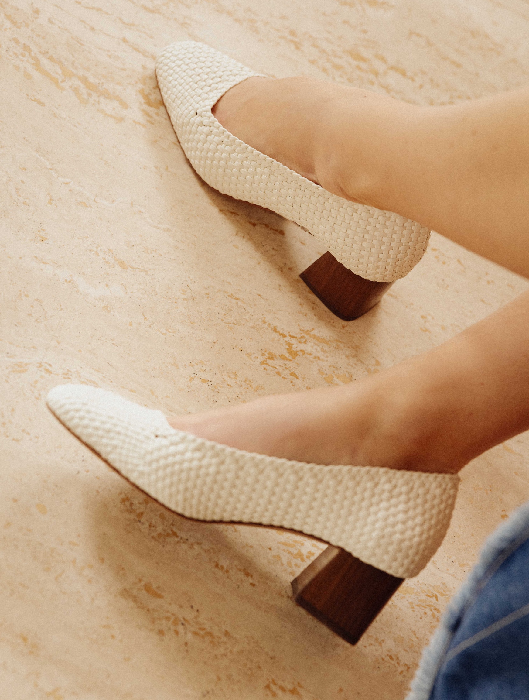 Ballerines René Derhy En Cuir écru/blanc Cassé - Femme Pointure 38 - À Enfiler