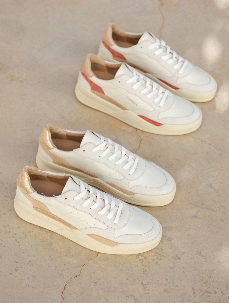 Baskets : Beverly - Off White - Beige - Pink