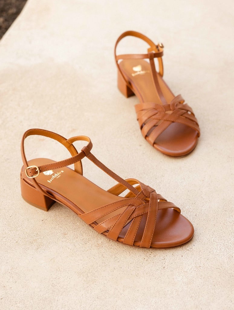 Flache Sandalen : Capri - Camel