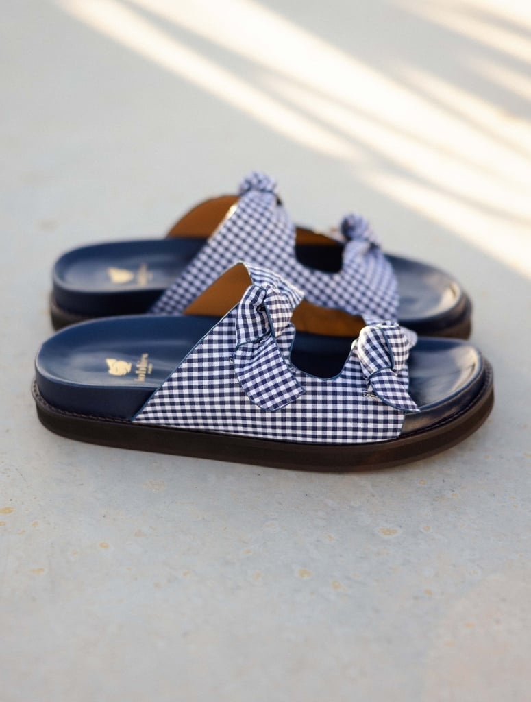 Sandales Plates : Égée - Navy Gingham