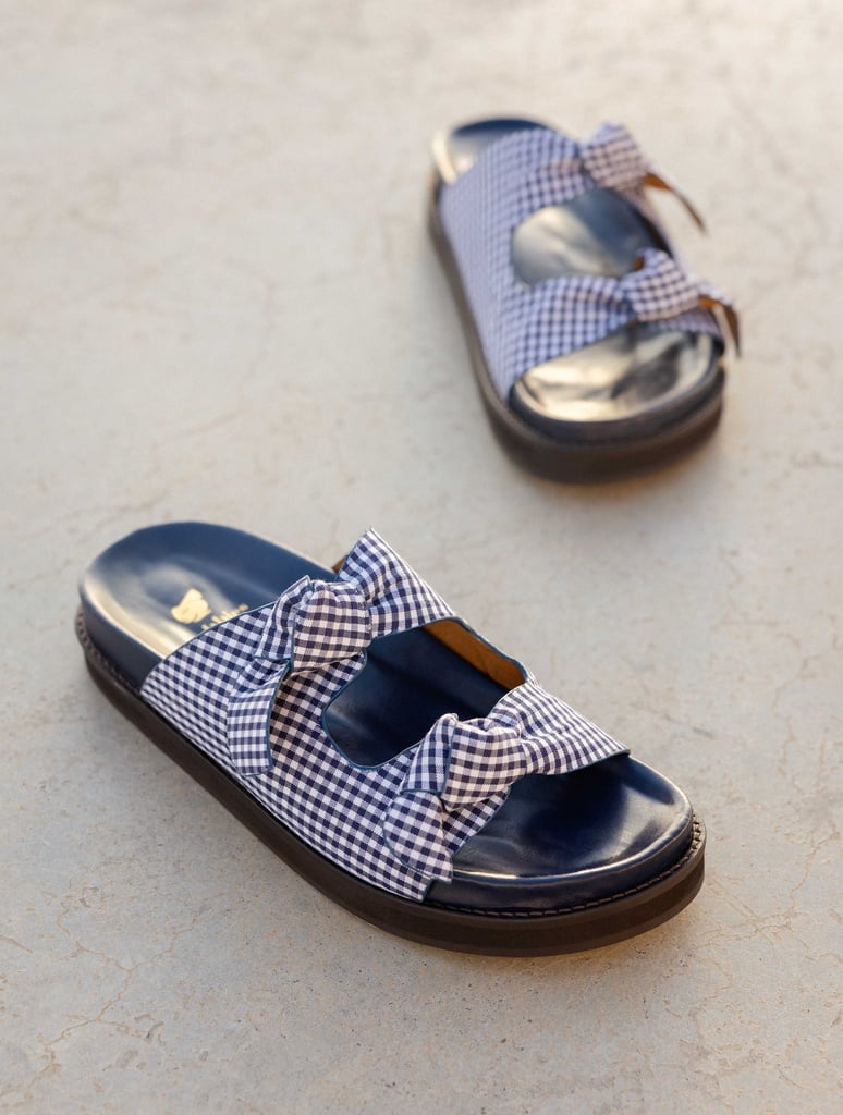 Flat Sandals : Égée - Navy Gingham