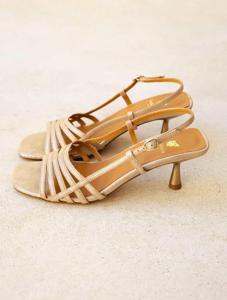 Heeled Sandals : Ève - Iridescent Champagne
