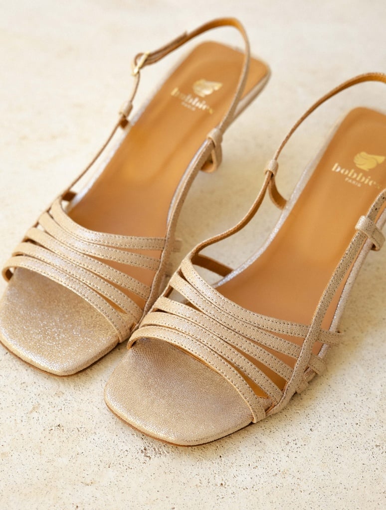 Heeled Sandals : Ève - Iridescent Champagne