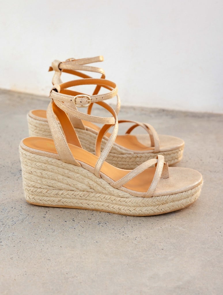 Espadrilles Compensées : Irène - Iridescent Champagne