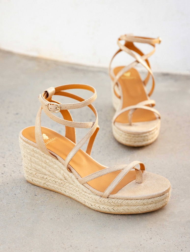 Espadrilles Compensées : Irène - Iridescent Champagne