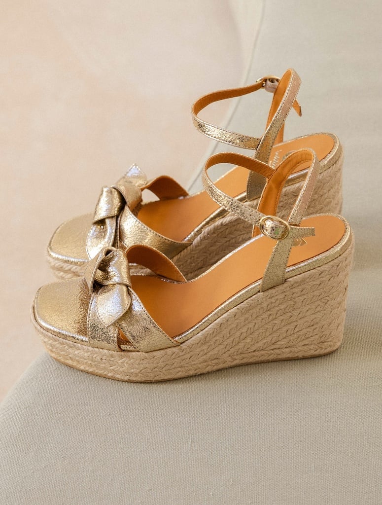 Espadrille Wedges : Pilar - Champagne Gold