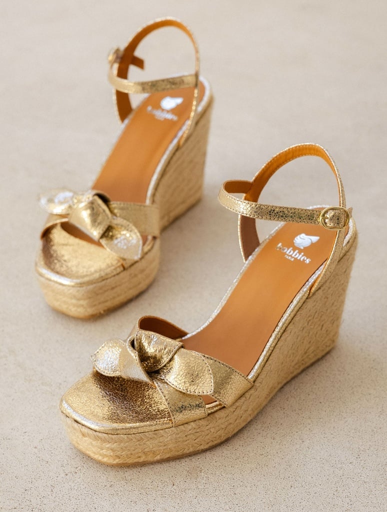 Espadrille Wedges : Pilar - Champagne Gold