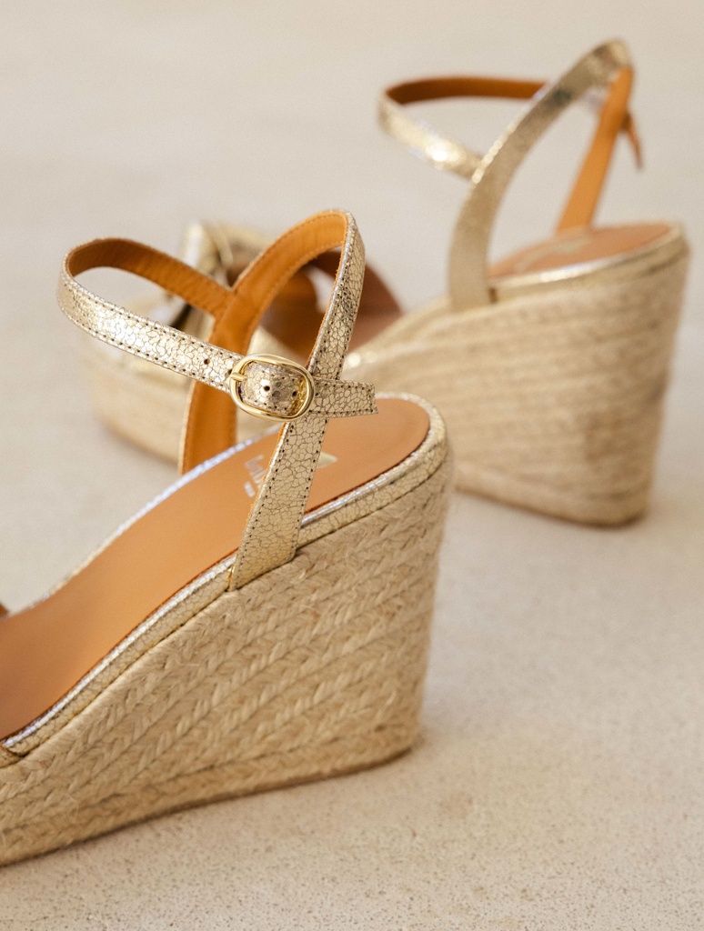 Espadrilles Compensées : Pilar - Champagne Gold