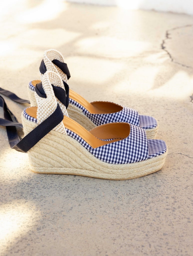 Espadrille Wedges : Summer - Navy Gingham