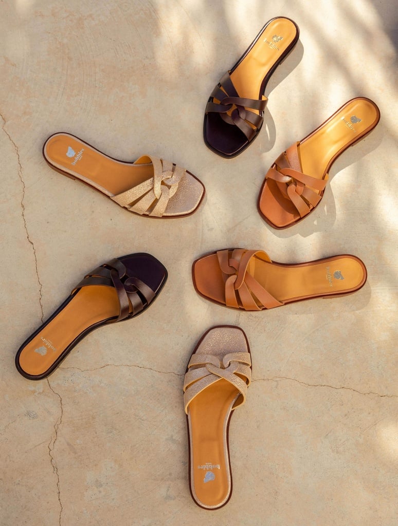 Flache Sandalen : Thaïs - Camel