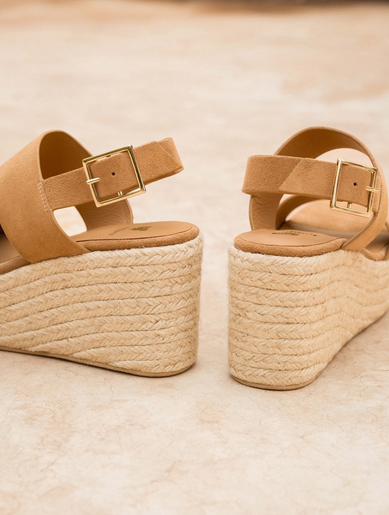 Théa Dune - Wedges espadrilles in beige sand leather