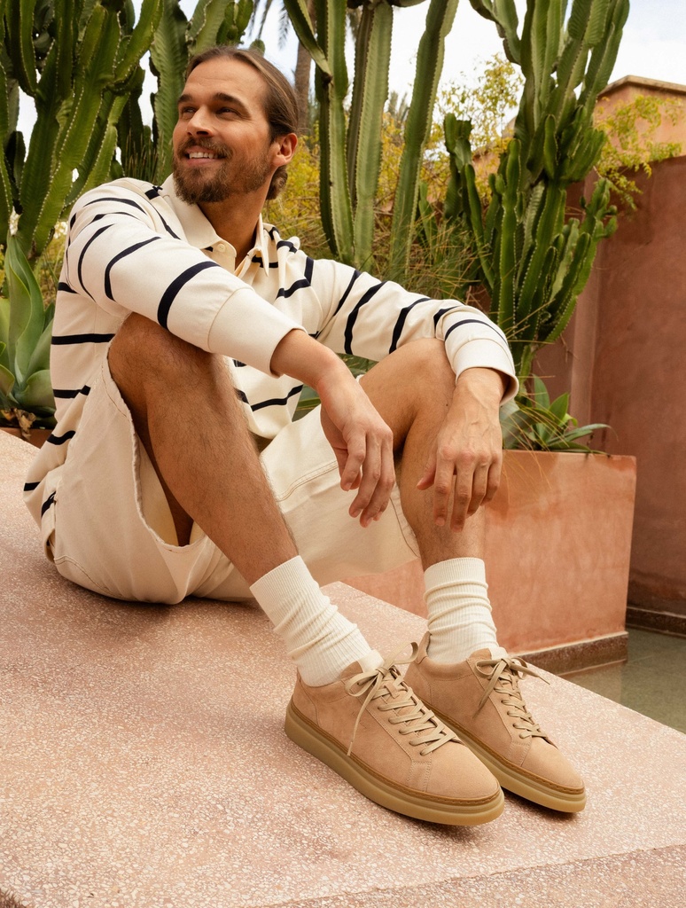 Men's beige suede sneakers with caramel sole | Mikko Soft Sand