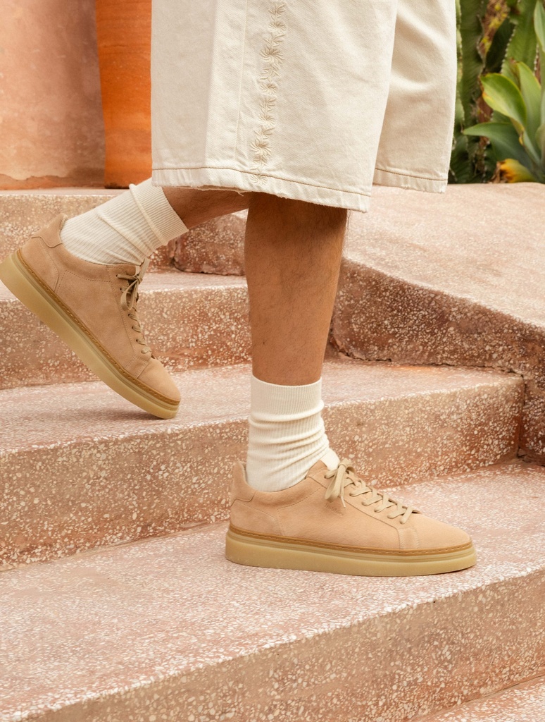 Men's beige suede sneakers with caramel sole | Mikko Soft Sand