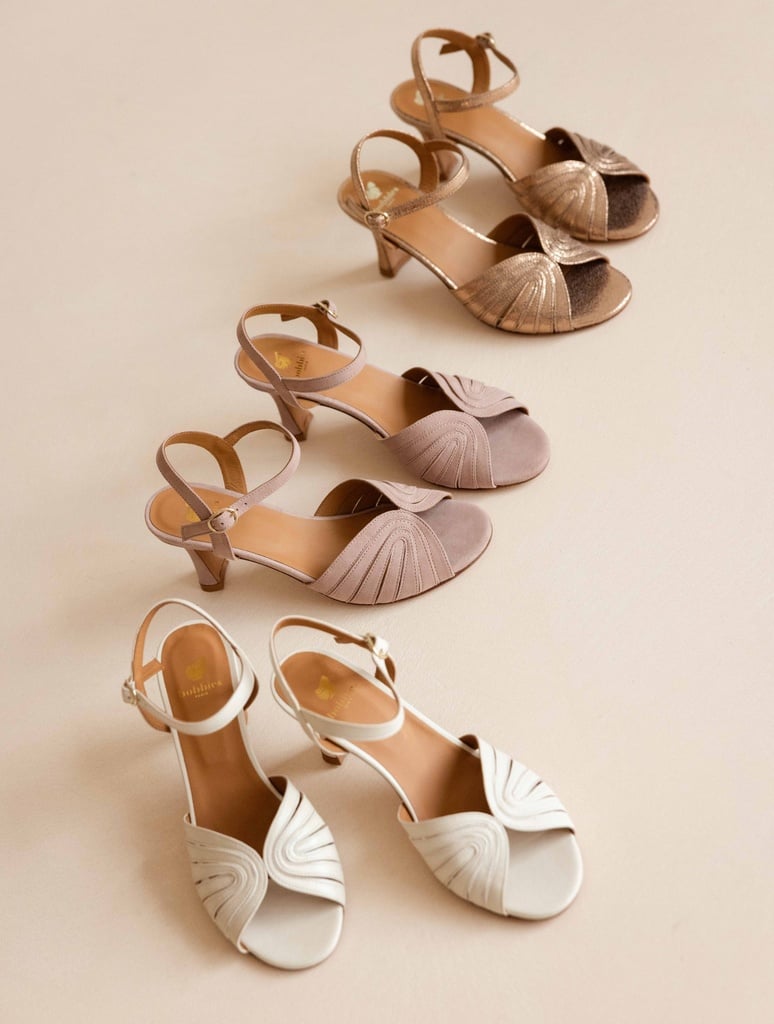 Women's gold leather high-heel wedding sandals | Alya Sepia Gold